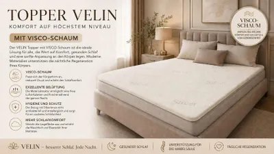 Productafbeelding van Kaiser matras topper van thermo-elastisch VISCO-schuim, 4 cm dik, 180x200 cm, VELIN