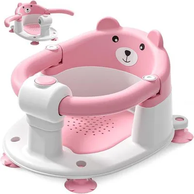 Productafbeelding van Babybadzitje - Badstoel - Veilig Baden - Opklapbare armleuningen - Vanaf 6 maanden - Roze