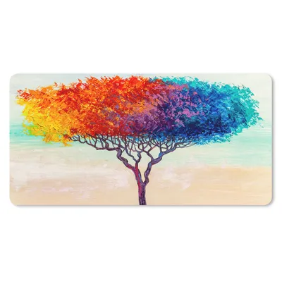 Produktbild von MuchoWow® Schreibtischunterlage Gemälde - Ölfarbe - Baum - Regenbogen 80x40 cm - XXL Mauspad - Gaming Mauspad