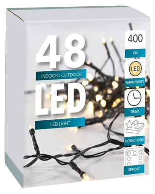 Image de Guirlande lumineuse 48LED avec FB Timer Batterie IP44