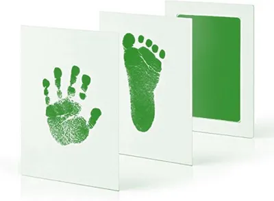Imagen del producto de Huella del pie y de la mano del bebé | Cojín de sellado | Verde