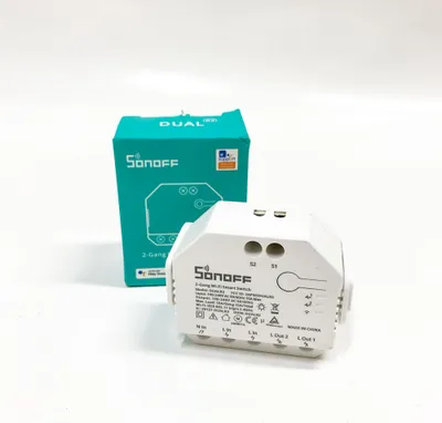 Produktbild von SONOFF DualR3 Wlan Rollladensteuerung Relais Modul,2Wege 2Gang Smart Schalter Garagentor, mit Messfunktion, 3 Arbeitsmodi, Fernbedienung Licht, Fensterläden, Alexa/Google Home/Siri Supported