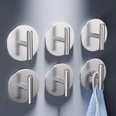 Produktbild von Handtuchthalter 6 Stücke, Edelstahl, selbstklebend, für Badezimmer