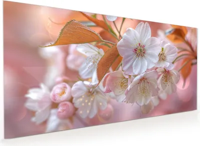 Produktbild von Küchenrückwand Spritzschutz Glas mit Motiv Blühende Blüten 40 x 40 cm