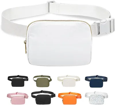 Produktbild von Taillentas, Nylon Bauchtasche, 22,5 cm x 12 cm x 3 cm, für Laufen, Wandern, Training, Weiß