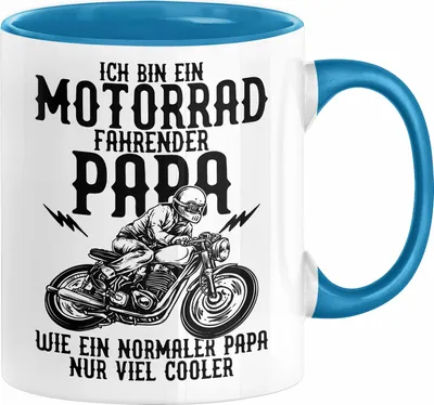 Produktbild von Motorrad Papa Tasse Geschenk Motorradfahrer Vatertag Geschenkidee Ich Bin Ein Motorrad Fahrender Papa Wie Ein Normaler Papa Nur Viel Cooler Kaffee-Becher (Blau)