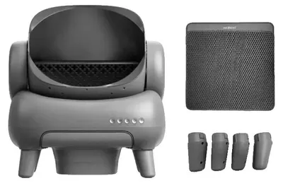 Image de Bac à litière automatique pour chat, autonettoyant intelligent, modes intelligents, gris avec environ M1