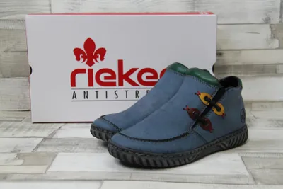 Produktbild von Rieker Damen Knöchelschuh jeansblau mit bunten Ösen 36