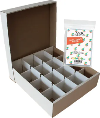 Produktbild von collect-it.de Riesen Deck-Box - Aufbewahrung (weiß) 16 Fächer für TCGs (kompatibel mit Magic/Pokemon/Yugioh/Match Attax Karten) + 40 exklusive collect-it.de Hüllen