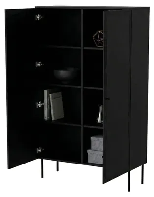Produktbild von Dmora Mehrzweckschrank 2 Türen Sedilo 100x166 cm Schwarz, 6 Regale 2 Türen