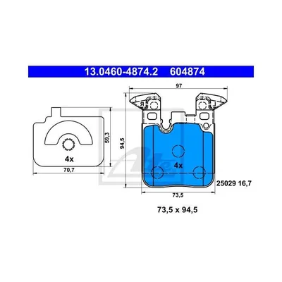Produktbild von ATE 13.0460-4874.2 Bremsbeläge Satz Hinten für BMW 1 Schrägheck (F20) 3 Touring (F31) 3 Limousine (F30, F80) 4 Gran Coupe (F36) 3 GT (F34)