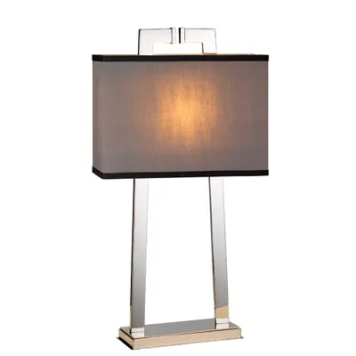 Image de Lampe de table avec abat-jour Magro chromé gris, 1xE27x60W, tissu, dimensions : 65,3 x 35 x 15 cm, IP20, Elstead