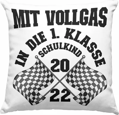 Produktbild von Trendation - Einschulung Junge Geschenk für Schultüte Füllung Deko-Kissen mit Füllung 40x40 Schulstart 1. Schultag Schuleinführung Schulanfang Geschenkidee Schulkind 2022 (Grau)