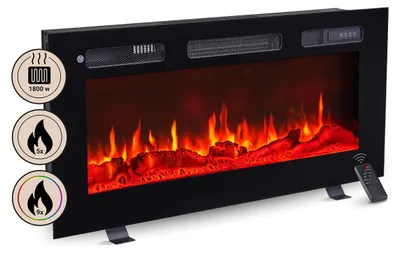 Zdjęcie produktu dla Kominek elektryczny do zabudowy BALDERIA Leif 36 – moc grzewcza do 1800 W, czarny