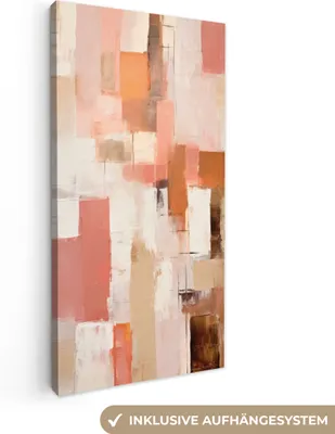 Produktbild von MuchoWow® - Leinwandbilder - Kunst - Rosa - Abstrakt, Wandbild, Wanddeko Bilder Wohnzimmer, 20x40 cm