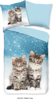 Produktbild von Good Morning Kinder Bettwäsche Katzen - 135x200 cm - Flanell/ Biber