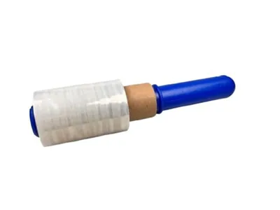 Produktbild von Mini Stretchfolie Transparent - Handstretchfolie auf Rolle - Verpackungsfolie - Wickelfolie für Verpackung, Strechfolienrolle 1 Rolle + Abroller