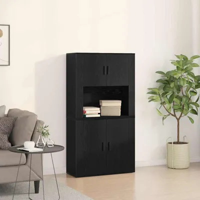 Produktbild von vidaXL Highboard Schwarz Eichen-Optik 80 x 33 x 150 cm Holzwerkstoff