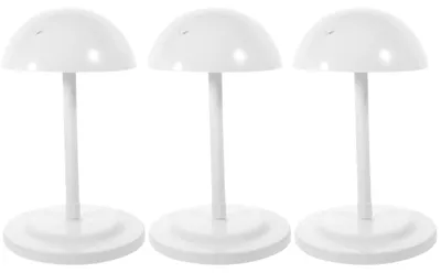 3er-Set verstellbare Perückenständer, PP, weiß, höhenverstellbar 25-48 cm