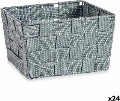 Image de Panier Tressé Gris Tissu (15 x 10,5 x 20 cm) (24 pièces)
