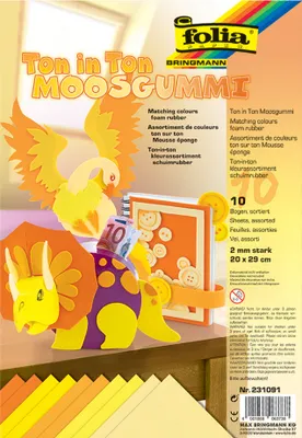 Produktbild von folia Moosgummi (B)200 x (H)290 mm TON IN TON MIX gelb 10 Stück