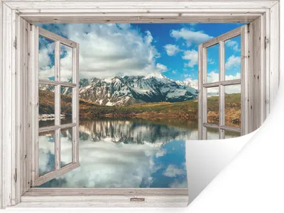 Produktbild von MuchoWow® Wandtattoo Wandsticker Wandaufkleber Aussicht - Berg - Wasser 160x120 cm Selbstklebend und Repositionierbar - Selbstklebend - Fototapeten