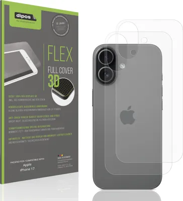 Produktbild von 2x Full Cover Schutzfolie matt für Apple iPhone 17 Rückseite Panzerfolie Anti-Shock
