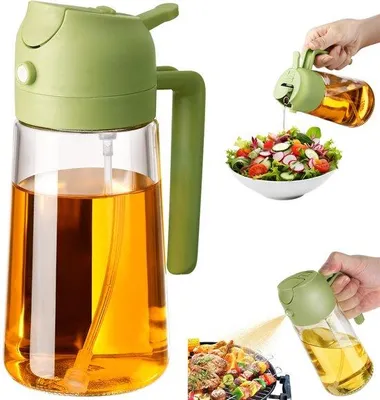 Imagen del producto de Dispensador 2 en 1 para aceite y spray, ideal para la cocina y la parrilla, con capacidad de 470 litros