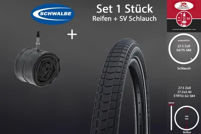 Produktbild von 27.5 Zoll SCHWALBE Reifen 27.5x2.40 Super Moto 62-584 mit Schlauch SV