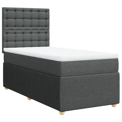 Image de Sommier à lattes de lit avec matelas Gris foncé 80x200 cm Tissu