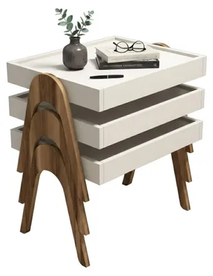 Produktbild von Dmora Couchtisch Strembo 53,6x40x64h cm Braun Nussbaum, Rechteckig, Tischplatte aus Edelfurnier