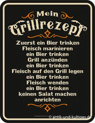 Produktbild von Lustiges Blechschild Mein Grillrezept Grillen