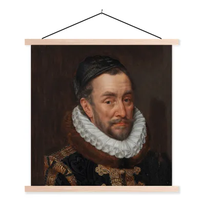 Produktbild von MuchoWow® Textilposter Wilhelm von Oranien - Gemälde von Adriaen Thomasz. 60x60 cm mit holzfarbenen Rahmen - Wanddekoration