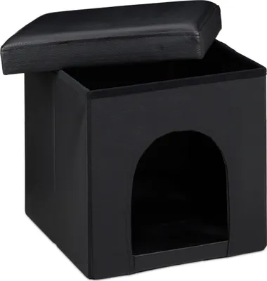 Zdjęcie produktu dla relaxdays 10019046_46 relaxdays Sitzhocker mit Hundebox   schwarz 38,0 x 38,0 x 38,0 cm