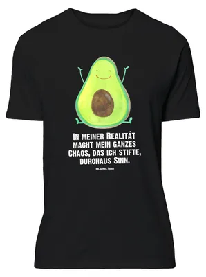 Produktbild von Mr. & Mrs. Panda Größe XL T-Shirt Avocado Glücklich - Schwarz - Geschenk, Tshirt, Frucht, mit Spruch, Shirt, Chaos, Freude