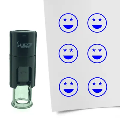 Produktbild von CombiCraft Selbstfärbender Stempel 'Stoltzer Smiley' in der Farbe Blau, Ø10mm