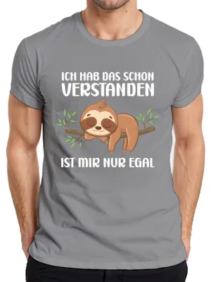 Produktbild von Verstanden ist mir egal faultier schlafen Lustiger Spruch Ironie Herren T-Shirt, Grau, M
