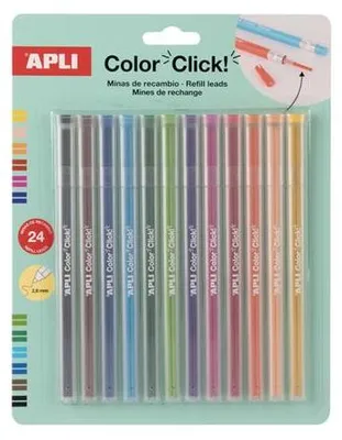 Obrázok produktu pre Náplň do mechanických pasteliek "Color Click", 12 farieb, 24 ks/balenie, APLI 20548