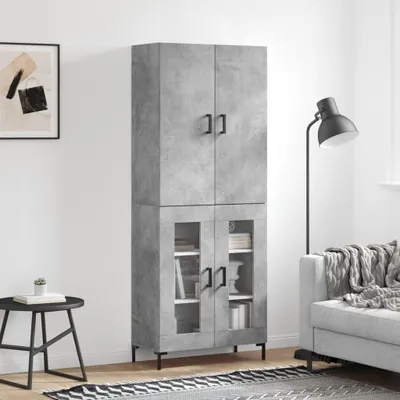 Produktbild von The Living Store Highboard Betongrau 69,5x34x180 cm Holzwerkstoff