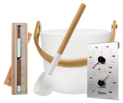 Produktbild von HOME DELUXE Saunazubehör MIYU – Weiß | Hochwertiges Zubehör für Sauna & Wellness