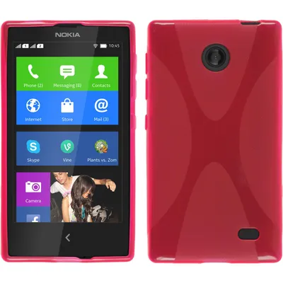 Produktbild von PhoneNatic Case kompatibel mit  Nokia X / X+ - pink Silikon Hülle X-Style + 2 Schutzfolien