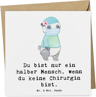 Produktbild von Mr. & Mrs. Panda faltkarte Chirurgin Herz - Weiß - Geschenk, Lustig, doppelkarte, Witzig, Krankenhaus, Glückwunschkarte, Spruch, Klappkarte, anlasskarte, Ärztin