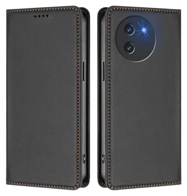 Image de Etui en cuir pour Doogee Note 59 / Note 59 Pro, étui magnétique en cuirPolyuréthaneavec support Noir