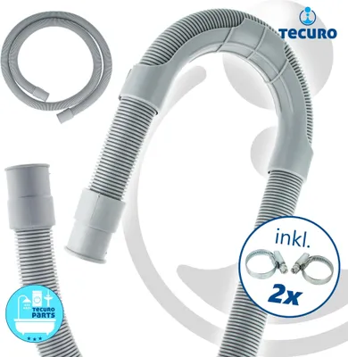 Produktbild von tecuro Spiral Ablaufschlauch 2,00 m x Ø 19/21 mm, knickfest, mit Schlauchhalter und Schellen