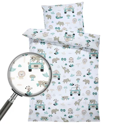 Immagine prodotto di Set per lettino 100 x 135 cm - Biancheria da letto per bambini Biancheria da letto per bambini con federa per cuscino 60x40 in cotone Africa