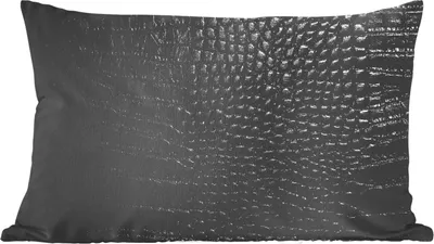 Produktbild von MuchoWow® Zierkissen Sofakissen Wohnzimmer Dekokissen 50x30 cm Leder - Textur - Schwarz - Grau - Wohnzimmerdekoration - Polster mit Photo
