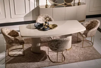 Produktbild von Essgruppe Essecke Esstisch Stühle Set 7tlg Esszimmer Beige Holz Design