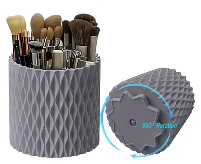 Produktbild von Kosmetikorganizer, Schreibtischorganizer, Stiftehalter, Badezimmerorganizer, Make-up-Organizer für den Schminktisch, Kosmetikbox, Hautpflege-Organizer (grau)