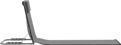 A side view of a folded beach mat with a headrest.