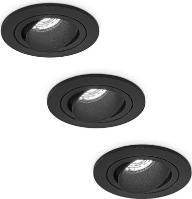 Produktbild von hoftronic LED Einbaustrahler 4W 6500K GU10 Schwarz schwenkbar Set 3 Stück